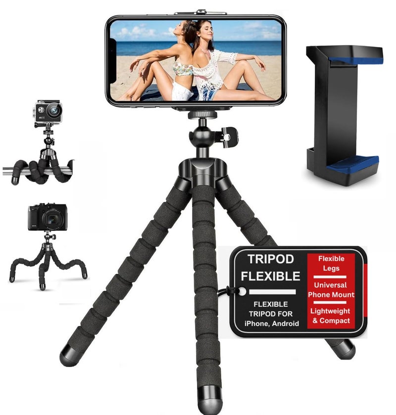 Acuvar Flexible Phone Tripod Universal Smartphone Tripod Stand Portable Lightweight Mini Stabilizer with Adjustable Phone Mount Holder for iPhone Android Camera Vlogging ContentCreation TikTok&YouTube - Image 1